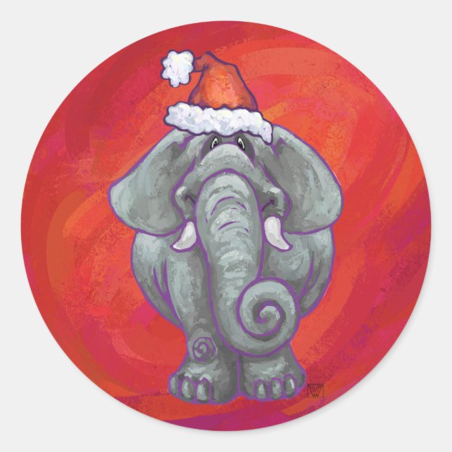 Adesivo Natal De Elefante Em Vermelho (Frente)