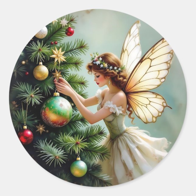 Adesivo Natal de Fada Vintage Encantado (Frente)