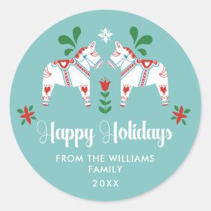 Adesivo Natal de Feliz Natal de Dala Folk