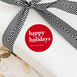 Adesivo Natal de feriados felizes vermelhos personalizados