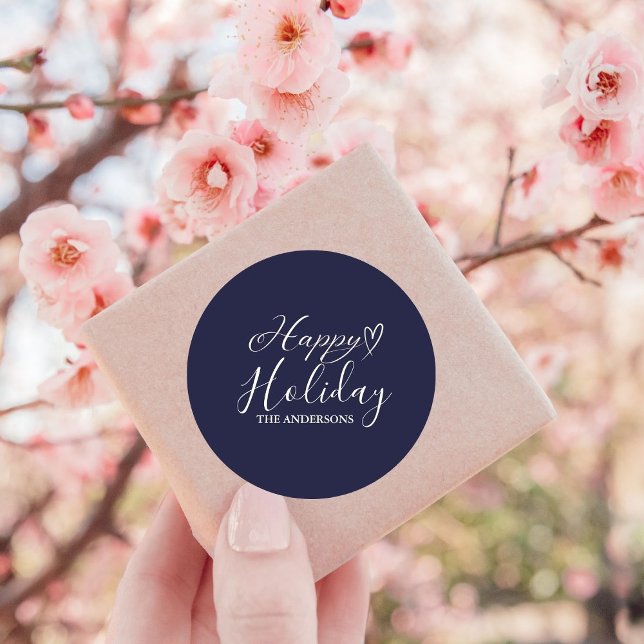 Adesivo Natal de Férias Azuis da Caligrafia Elegante (Criador carregado)