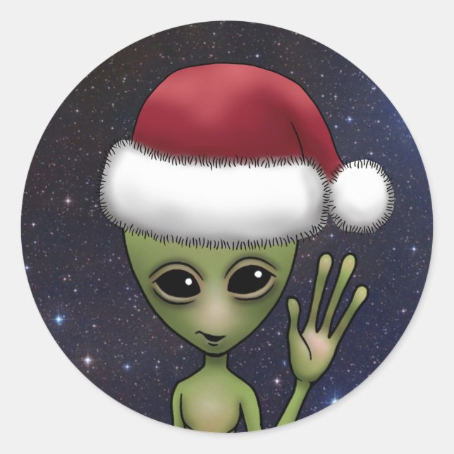 Adesivo Natal de Férias do Espaço de Alienígena de Homens  (Frente)