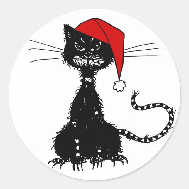 Adesivo Natal de Gato Negro mau (Frente)