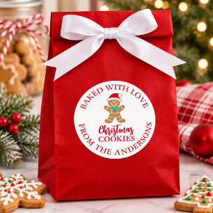 Adesivo Natal de Pão de Mel de Gengibre Assado Com Amor