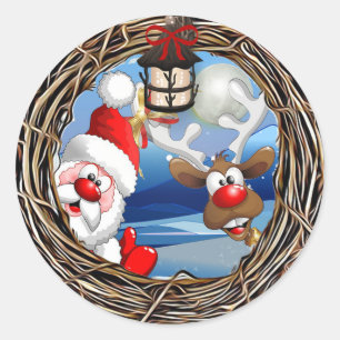 Adesivo Natal de Papai Noel e de rena