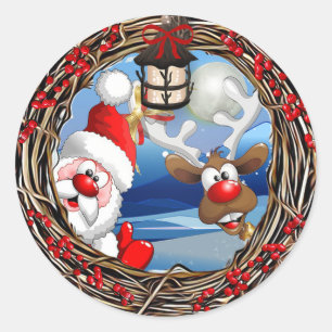 Adesivo Natal de Papai Noel e de rena