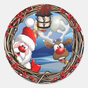 Adesivo Natal de Papai Noel e de rena