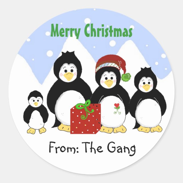 Adesivo Natal de Pinguim de Todos Nós (Frente)