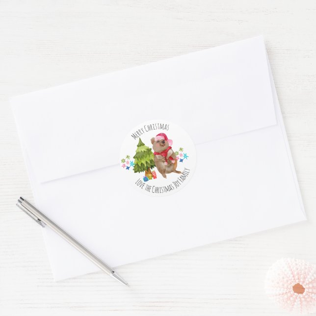 Adesivo Natal de Quokka Cóta Personalizada (Envelope)