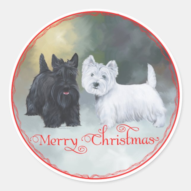 Adesivo Natal de Scottie Westie (Frente)