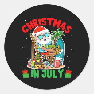 Adesivo Natal de Verão em Julho - Papai Noel Tropical Surf