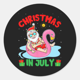 Adesivo Natal de Verão em Julho - Papai Noel Tropical Surf