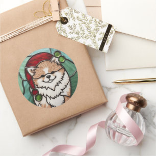 Adesivo Natal de Vidro Mantido Pomerano