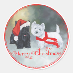 Adesivo Natal de Westie Scottie