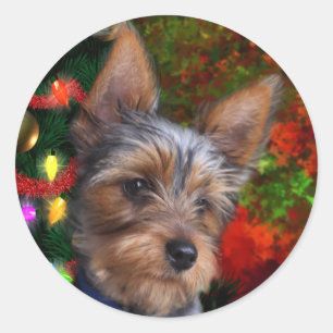 Adesivo Natal de Yorkie