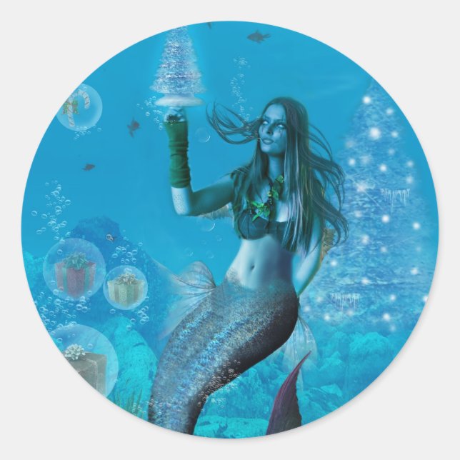 Adesivo Natal debaixo do mar (Stickers) (Frente)