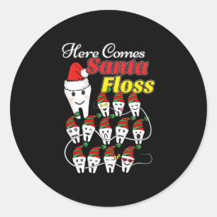 Adesivo Natal Dentista - Papais noeis Floss Xmas Pun