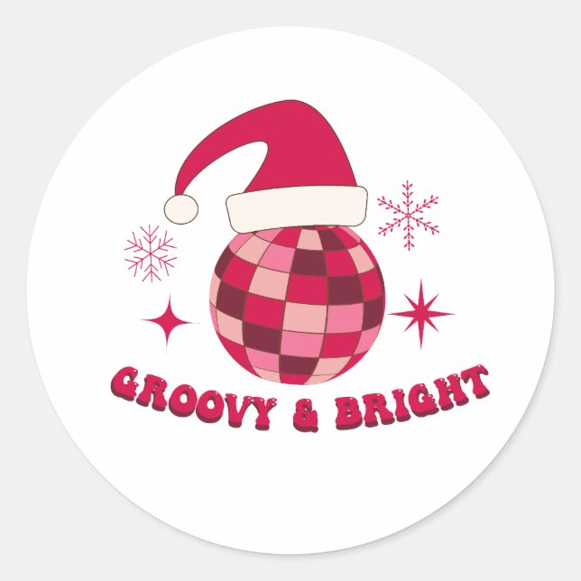Adesivo Natal Discoteca Groovy e Brilhante  (Frente)