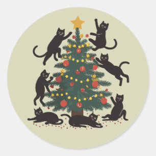 Adesivo Natal Divertido Amante de Gato Feliz Ano do Gato
