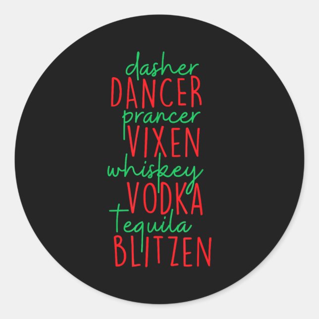Adesivo Natal Divertido Dasher Dancer Prancer Vixen Bigode (Frente)