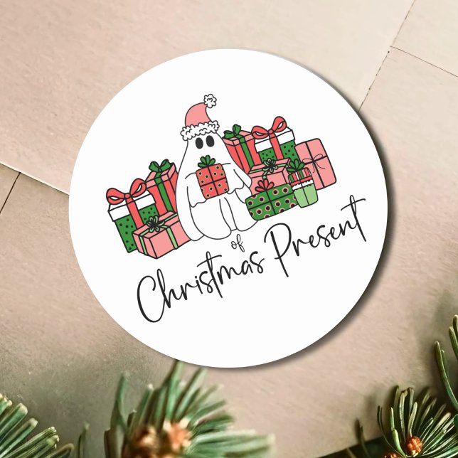 Adesivo Natal Divertido Fofo (Cute Funny Christmas Classic Round Sticker)