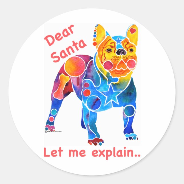 Adesivo Natal do Buldogue Francês (Frente)