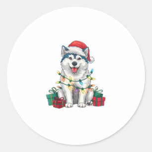 Adesivo Natal do Cachorro Malamute Santa Hat