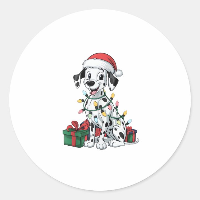 Adesivo Natal do Cão Dalmático do Santa Hat (Frente)