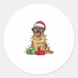 Adesivo Natal do Cão de Leonberger do Santa Hat
