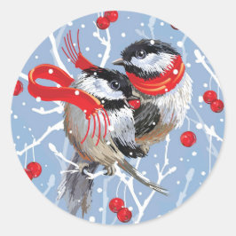 Adesivo Natal do Cuddling Chickadees