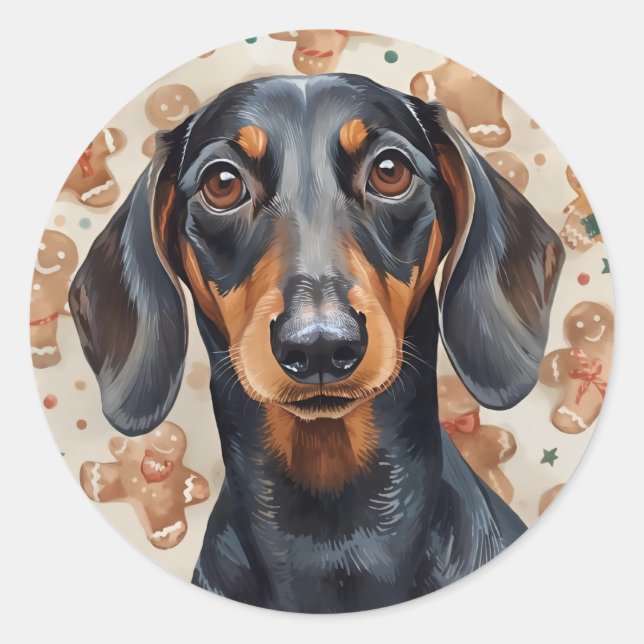 Adesivo Natal do Dachshund (Frente)
