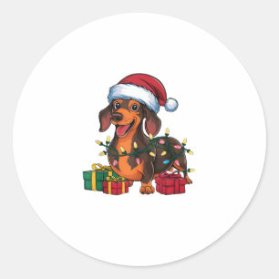 Adesivo Natal do Dachshund Dog do Santa Hat Lighting