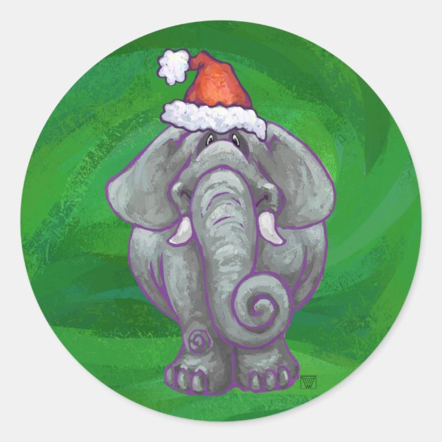 Adesivo Natal Do Elefante Em Verde (Frente)