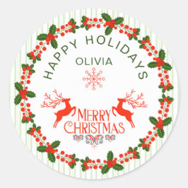 Adesivo Natal do feriado de feriado verde branco