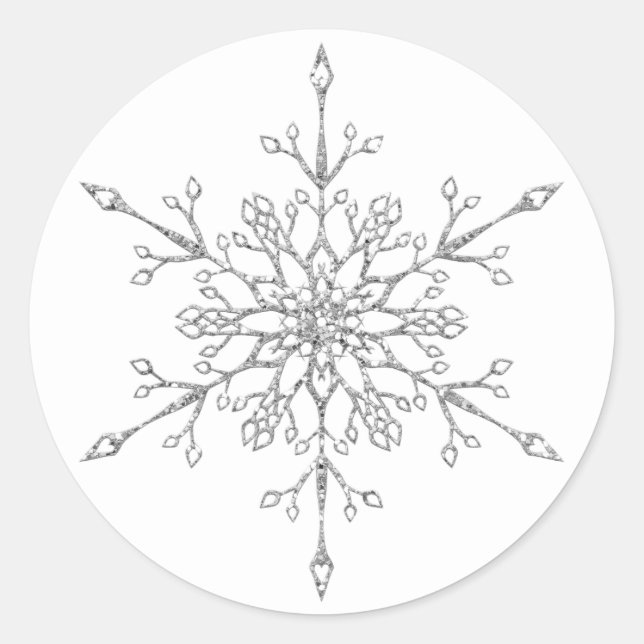 Adesivo Natal do Floco de Neve Elegante Silver Glitter (Frente)