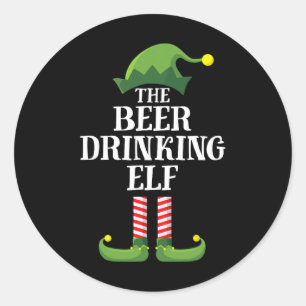 Adesivo Natal do Grupo Familiar de Cerveja Bebendo Elf Cor