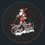 Adesivo Natal do jogador de hóquei no gelo do papai noel<br><div class="desc">Jogador de Hóquei no Gelo do Xmas Desportivo do Hóquei de Natal</div>