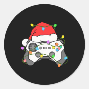 Adesivo Natal do Jogador de Jogos de Vídeo Chapéu de Papai