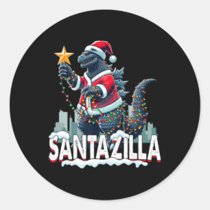 Adesivo Natal do Kaiju Santazilla Monstro Japonês Dinossau