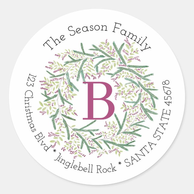 Adesivo Natal do Monograma Personalizável (Frente)