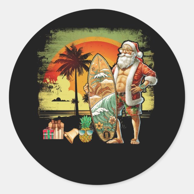 Adesivo Natal do Papai Noel 6 Pack do Tropical Summer Surf (Frente)