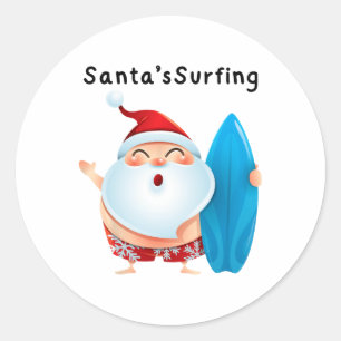 Adesivo Natal do Papai Noel Surfando no Natal de Julho Xma