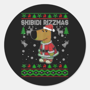 Adesivo Natal do Skibidi Rizzmas Rizz Papai Noel Suéter Fe