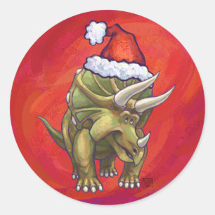 Adesivo Natal do Triceratops no vermelho