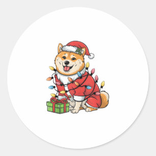 Adesivo Natal dos Papais noeis de Iluminação Shiba Inu