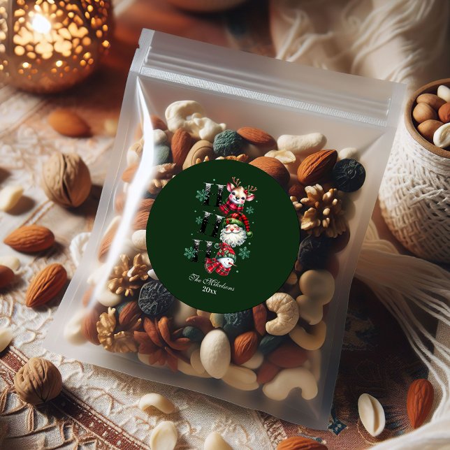 Adesivo Natal dos Papais noeis e Amigos de Gingham Retro (Criador carregado)