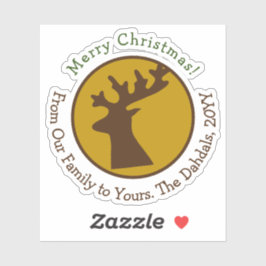 Adesivo Natal Dourado de Bronze de Reindeer Personalizado