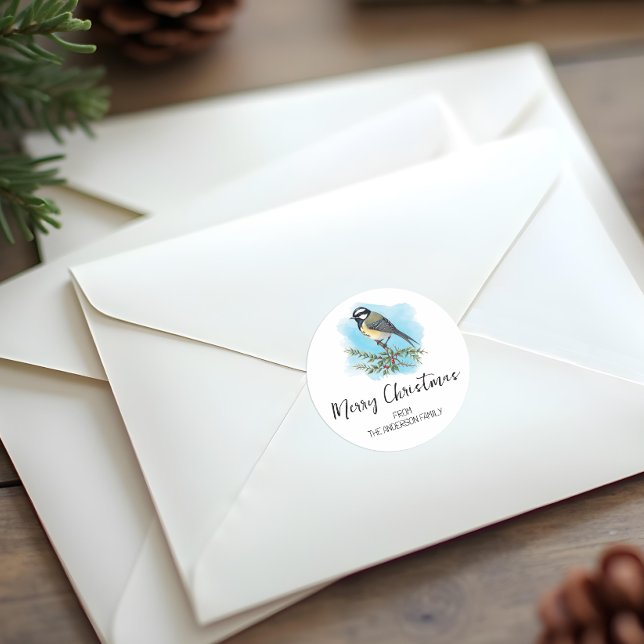 Adesivo Natal Elegante do Pássaro (Personalized Christmas Sticker)