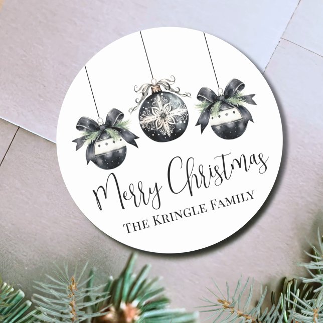 Adesivo Natal Elegante e Simples em Aquarela (Elegant Watercolor Christmas Party Classic Round Sticker)