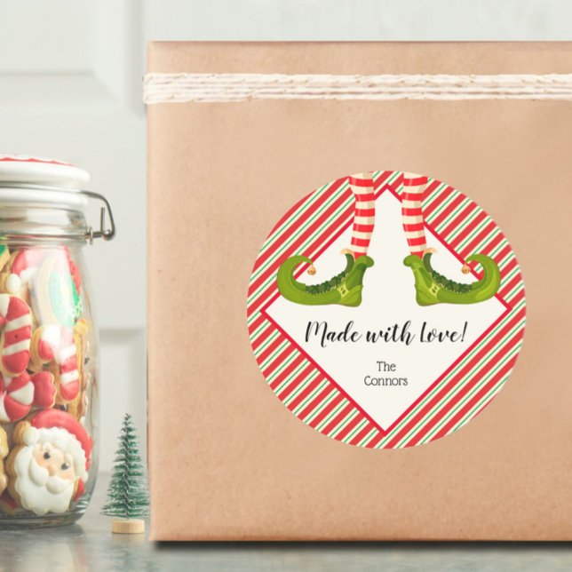 Adesivo Natal Elf Homemade Goods Holiday Baking (Christmas Elf Homemade Goods Holiday Baking Classic Round Stickers)